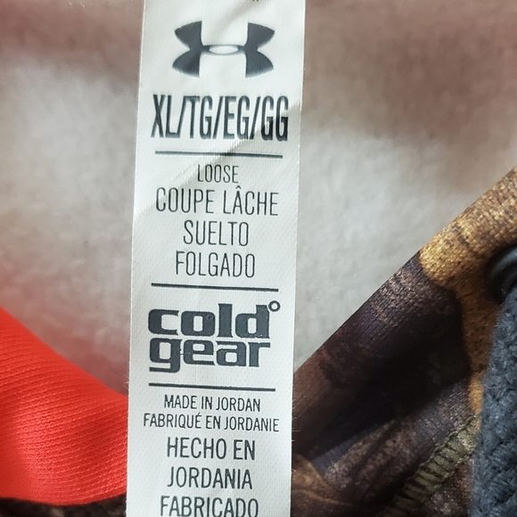 Under Armour Woodland Camo Hoodie with Bright Orange Trim. I - Picture 2 of 5